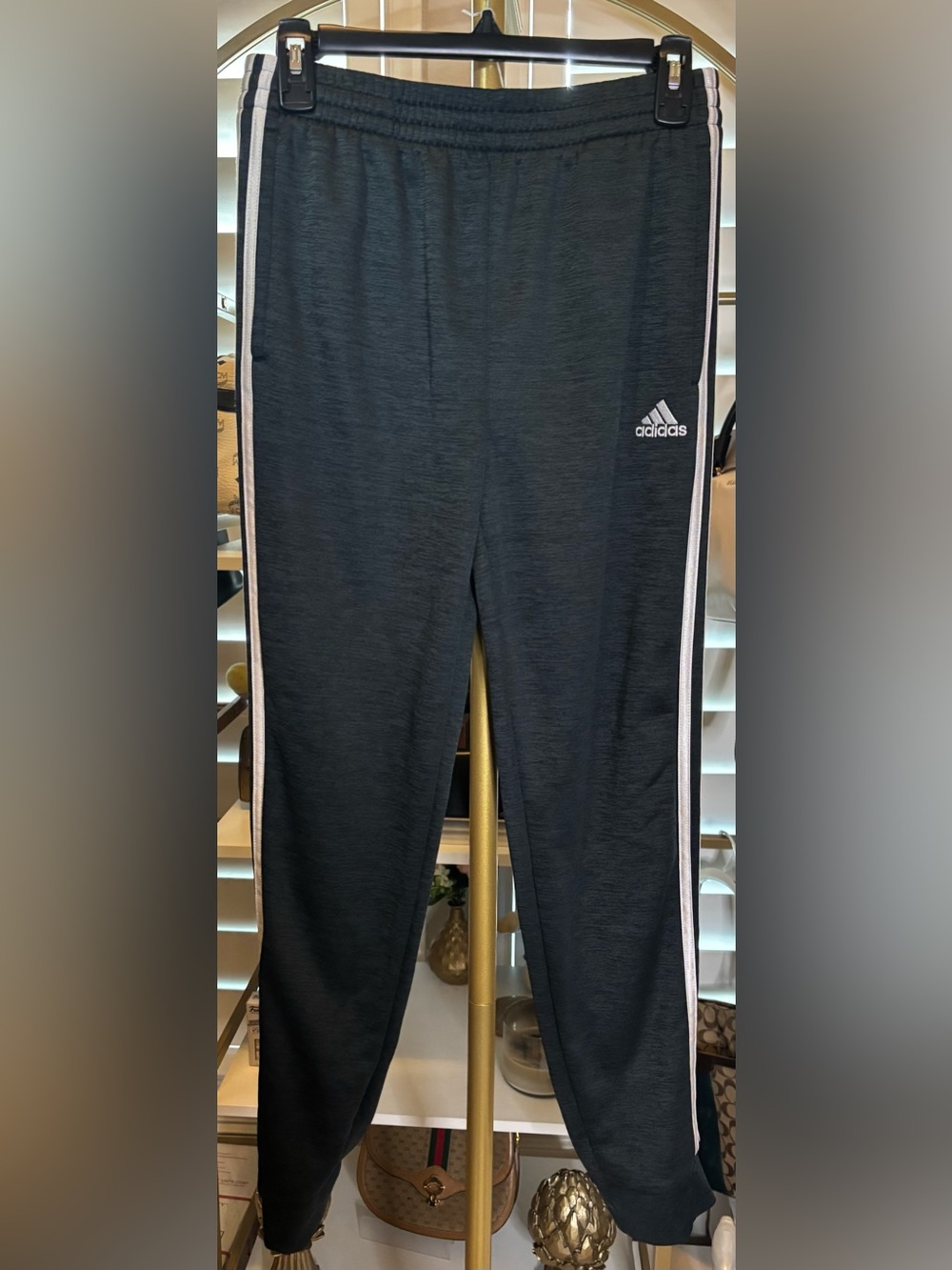 adidas Black Joggers with White Side Stripes and Logo